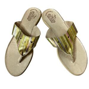 NWT Fly Flot metallic anatomic Italian comfort sandals sz 38